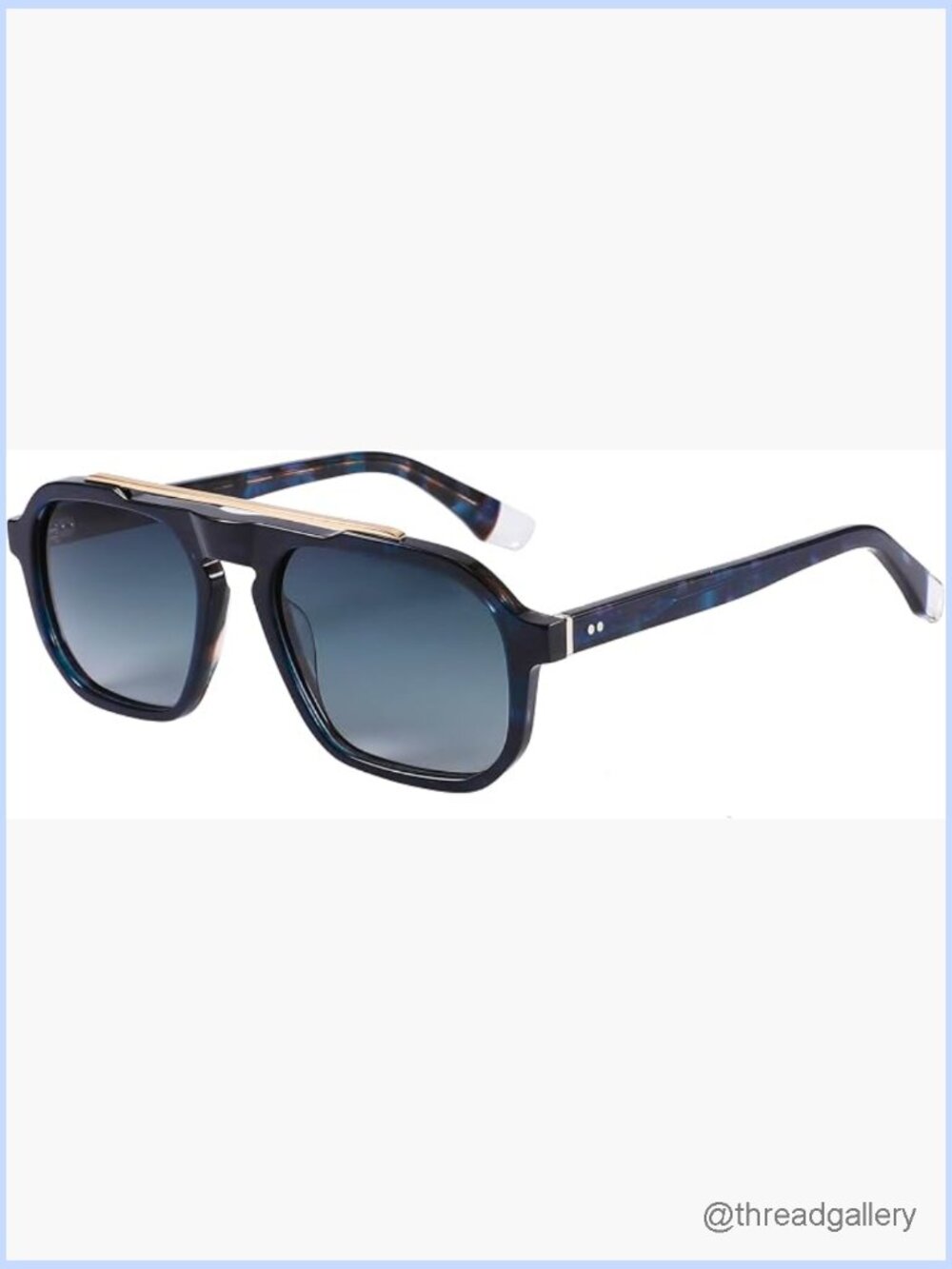 Retro Square Aviator Sunglasses Double Bridge Gradient Polarized UV400